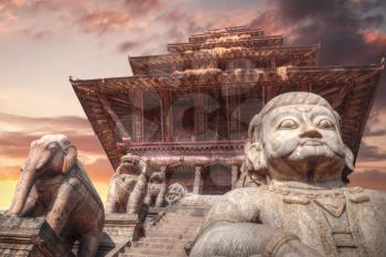 Temples of Durbar Square in Bhaktapur, Kathmandu valey, Nepal.