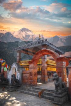 Swayambhunath Stupa stands on the hill in Kathmandu, Nepal