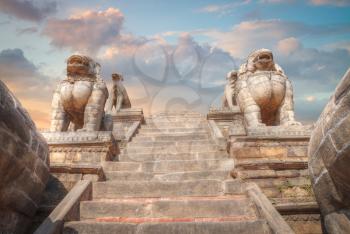 Temples of Durbar Square in Bhaktapur, Kathmandu valey, Nepal.