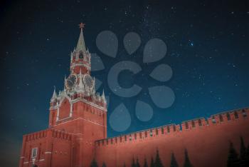 Kremlin - a fortress in the center of Moscow, the main socio-political, historical and artistic complex of the city. At night the stars shine