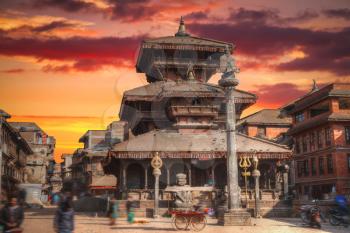 Temples of Durbar Square in Bhaktapur, Kathmandu valey, Nepal.