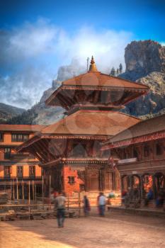 Temples of Durbar Square in Bhaktapur, Kathmandu valey, Nepal.