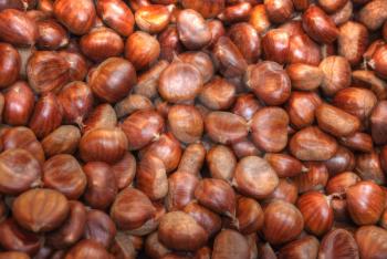 chestnuts lie on the counter in the market