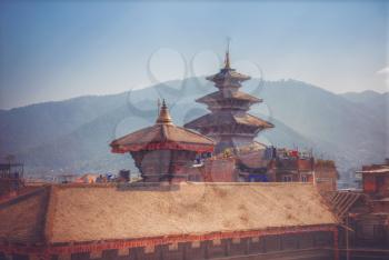 Temples of Durbar Square in Bhaktapur, Kathmandu valey, Nepal.