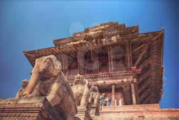 Temples of Durbar Square in Bhaktapur, Kathmandu valey, Nepal.