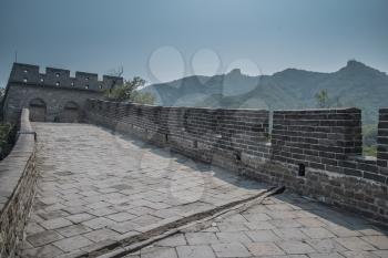 View of the great Chinese wall and mountains.