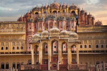 Hawa Mahal  is a harem in the palace complex of the Jaipur Maharaja, built of pink sandstone in the form of the crown of Krishna