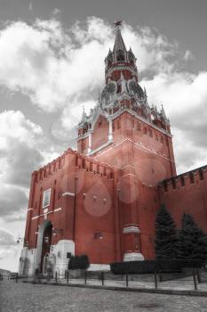 Kremlin. Russian Federation. black and red and white photo