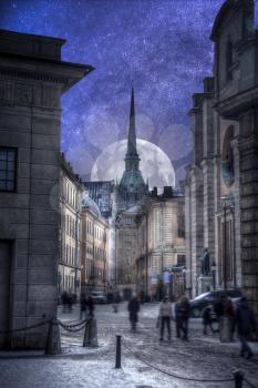 Astrophotography. Night sky with stars. Stockholm is the capital and largest city in Sweden