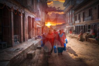 Street of the city of Kadmandu. Nepal. Himalayas