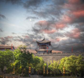 Xian city wall. The largest monument of Chinese architecture