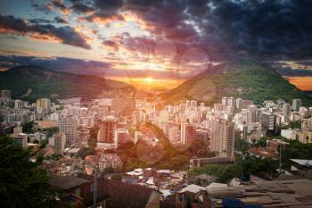 Rio De Janeiro, Brazil . View of the city through the bay