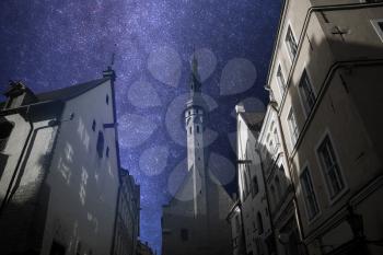 picturesque and very beautiful  photos of Tallinn. The starry sky shines at night.