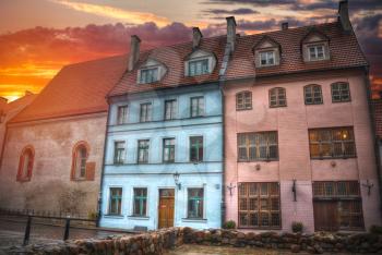 old houses on Riga street. Latvia. Europe
