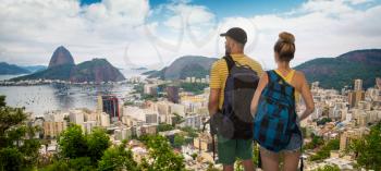 a couple of tourists travel by RIO. Brazil.