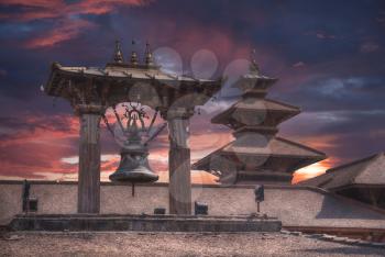 Temples of Durbar Square in Bhaktapur, Kathmandu valey, Nepal.