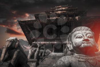 Temples of Durbar Square in Bhaktapur, Kathmandu valey, Nepal.