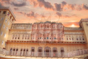 Hawa Mahal  is a harem in the palace complex of the Jaipur Maharaja, built of pink sandstone in the form of the crown of Krishna