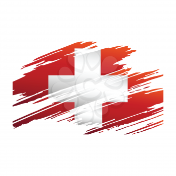 Flag Of Switzerlandin the form traces brush isolated vector