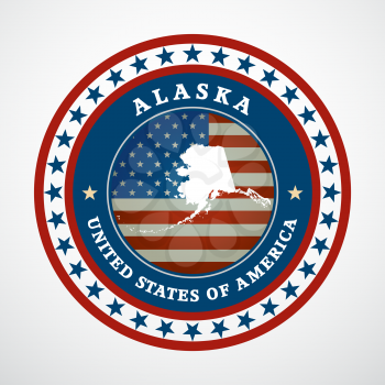 Label with map of Alaska, vector