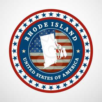 Label with map of Rhode Island, vector