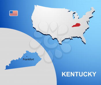 Kentucky on USA map with map of the state