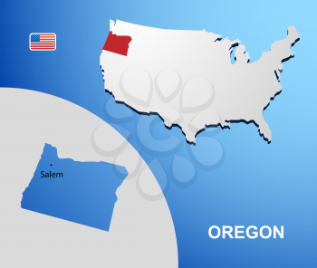 Oregon on USA map with map of the state
