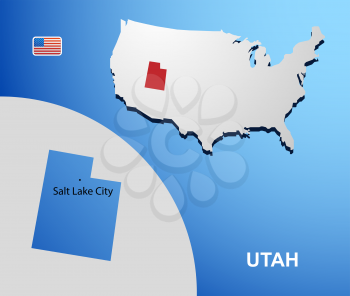 Utah on USA map with map of the state