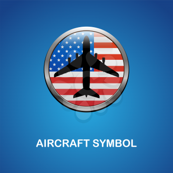 Airplane symbol with USA flag vector design