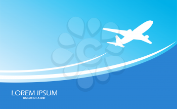 Travel airplane ticket blue vector background