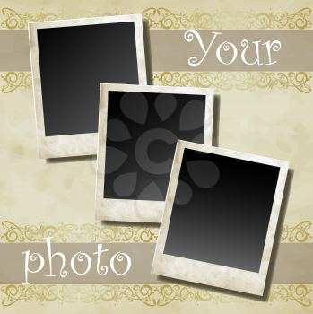 Photo card on ornamental decorative frame vector