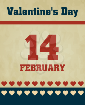Valentines Day calendar page vintage vector