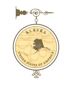 Vintage label with map of Alaska, vector