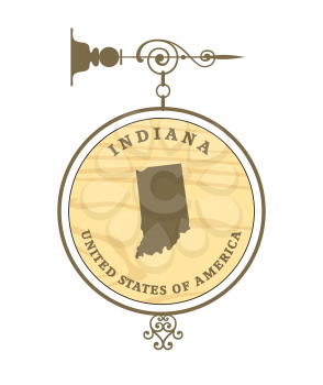 Vintage label with map of Indiana, vector