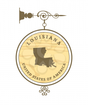 Vintage label with map of Louisiana, vector