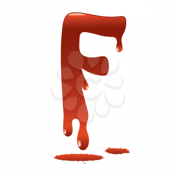 letter F in the form of current liquid paint