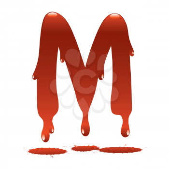 letter M in the form of current liquid paint vector element