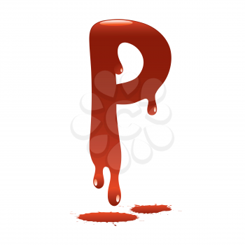 letter P in the form of current liquid paint