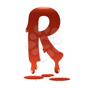 letter R in the form of current liquid paint