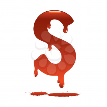 letter S in the form of current liquid paint