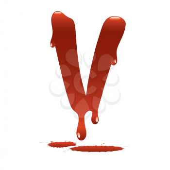letter V in the form of current liquid paint