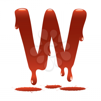 letter W in the form of current liquid paint