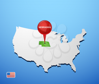 Nebraska on USA map