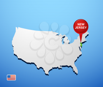 New Jersey on USA map