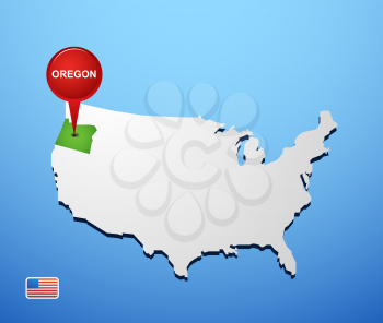 Oregon on USA map