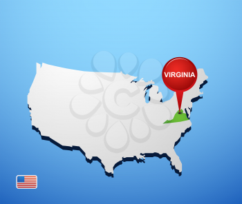 Virginia on USA map