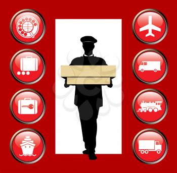 Icons delivery service cargoes different types transport