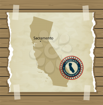 California map with stamp vintage vector background