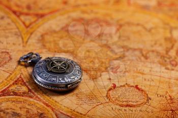 old compass on the old map