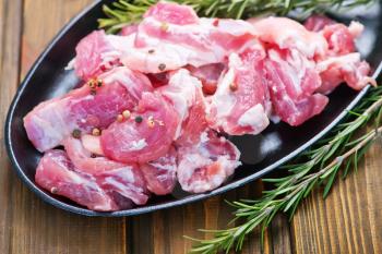 raw meat with spice and herb on a table